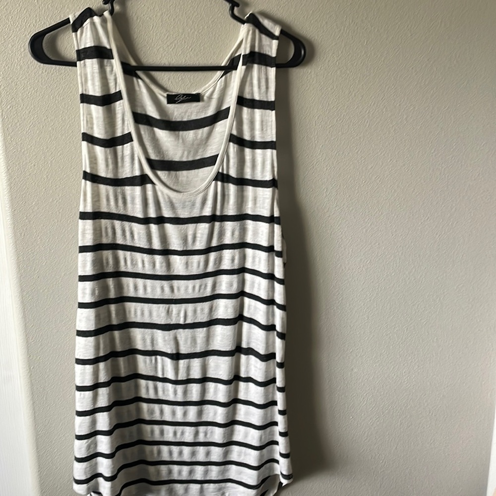 Black and white striped tank top